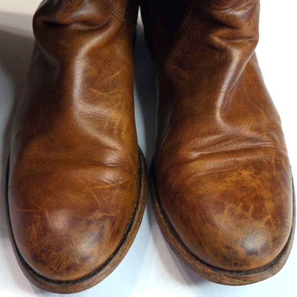 Frye Melissa Double Sole Button Lug Tall Brown Leather Women's Boots - Picture 16 of 16